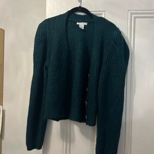 Green cardigan with puff sleeves